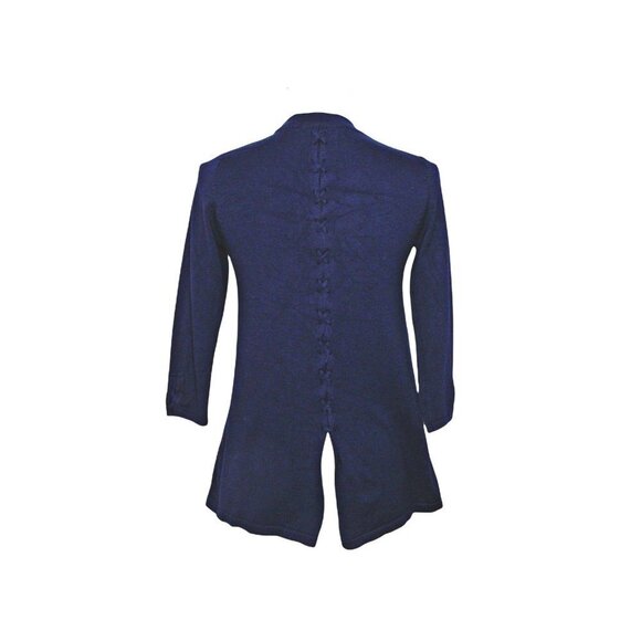 Lety & Me Womens Braided Cardigan Sweater Navy Blue Open Front 3/4 Sleeves Sz XS - Picture 3 of 11